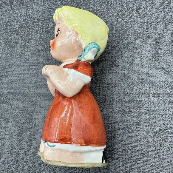 Vintage Japan Big Eye Boy & Girl Figurine Pair 1950s Mid Century Kitsch - Picture 11 of 16